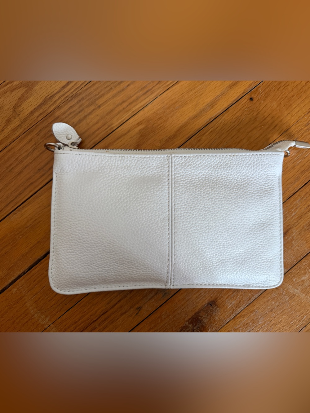 White Leather Wristlet Clutch - Minimal Women's Purse